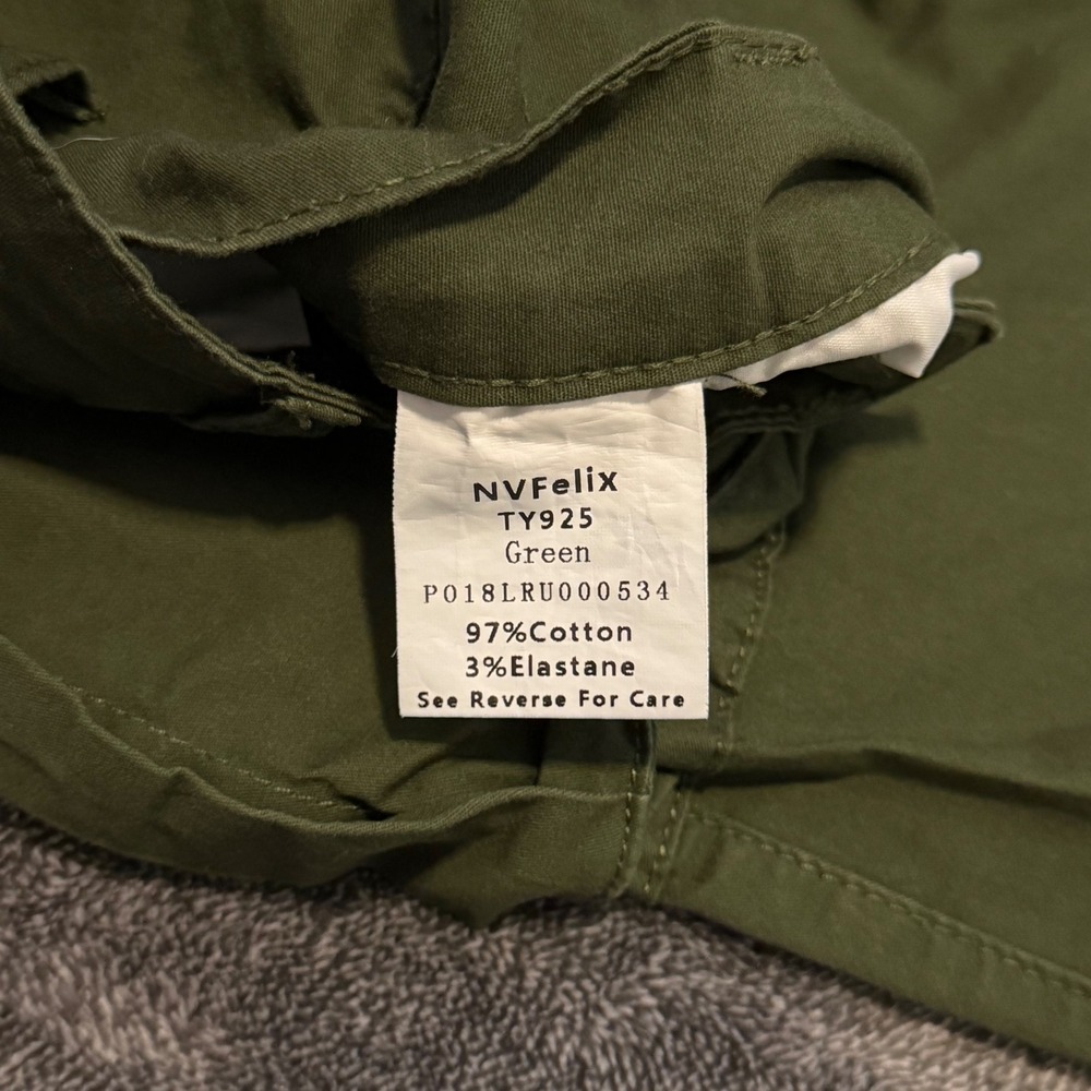 NVFelix TY925 Women Olive Green Cargo Pants Multi Pocket Tie Cuff Size L - Picture 3 of 8
